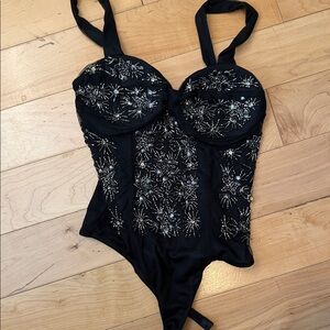 Black Beaded Bodysuit